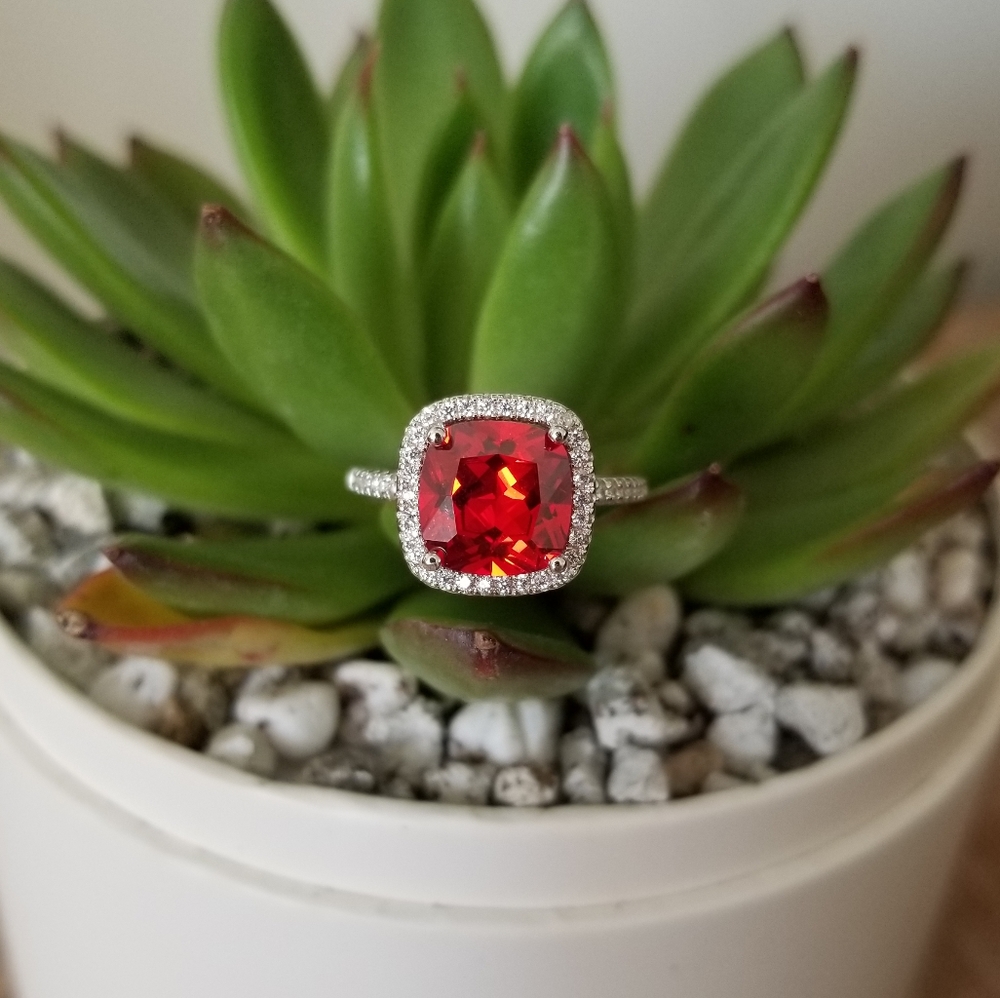 Statement Red Garnet Sterling Ring